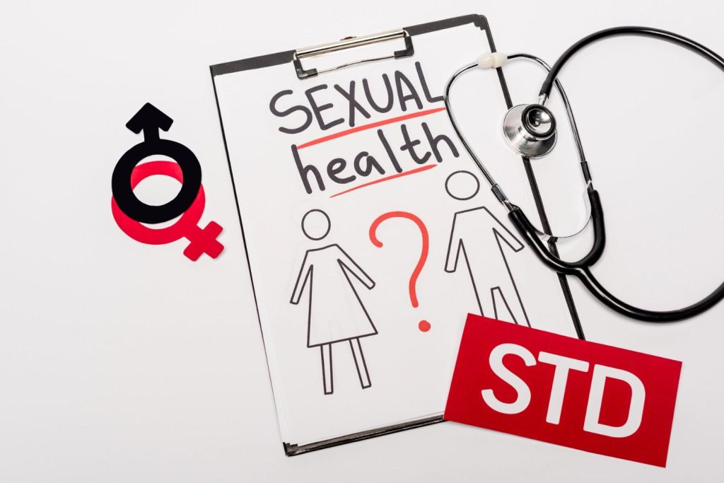 Visual concept of sexual health and STD awareness, encouraging same day STD test in Shenandoah