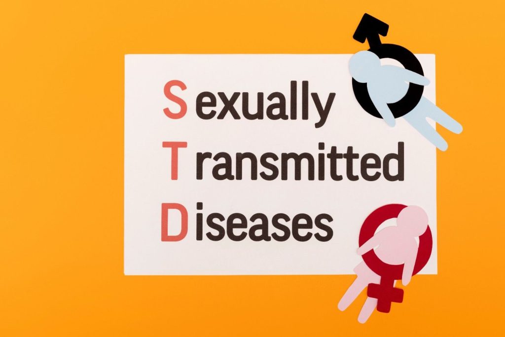 Educational graphic about STDs and gender, connecting to affordable and cheap STD testing in Gulfton