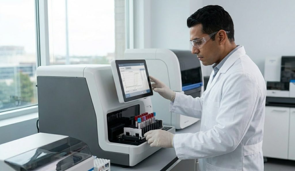 A technician processes samples in a Houston medical lab, showing how accurate herpes testing identifies early infections.